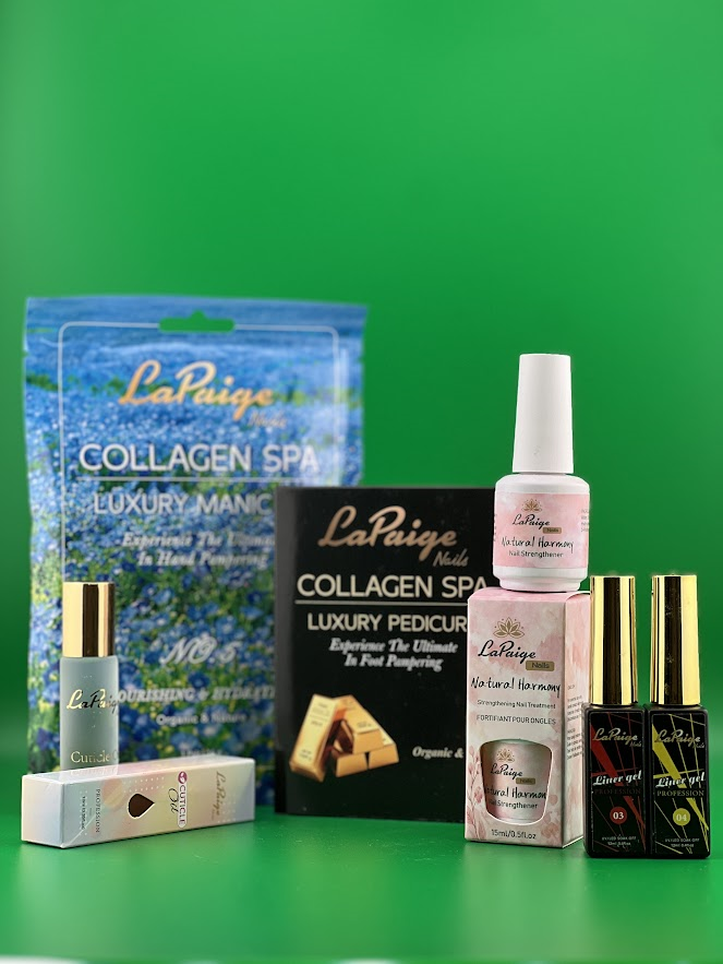 La Paige Collagen Spa care sets with nail strengthener and liner gels